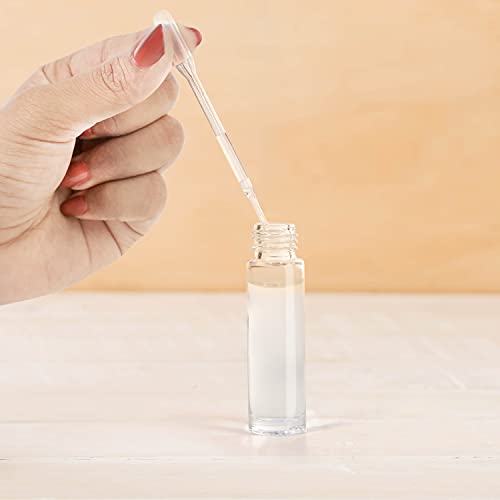 BELLE VOUS Clear Glass Roll-On Bottles & 3 Droppers (24 Pack) - 10ml Refillable Roller Bottles with Stainless Steel Balls - Essential Oils, Aroma