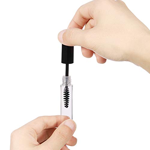 QINREN Refillable Empty Mascara Tube, 5 Pcs Clear Empty Bottle Tube Container with Inner Plug And Mascara Brushes Avoid Leaking for DIY Eyelash G