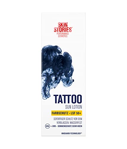 SKIN STORIES Sun Lotion SPF 50+ (100 ml), Tattoo Colour Protection Sun Cream with InkGuard Technology®, Very High Tattoo Sun Protection with Pant