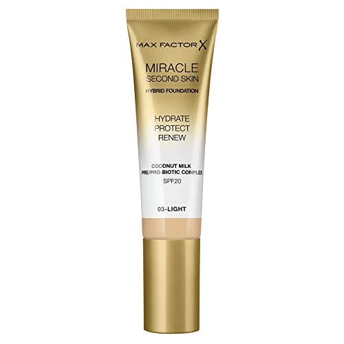 Max Factor Miracle Second Skin Hydrating Foundation, Light-Medium - 30 ml