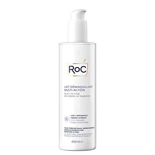 ROC - 3-in-1 Milk Makeup Remover - Cleanses, Tones and Moisturises - Removes Waterproof Makeup - All Skin Types - 400 ml