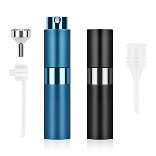 suchkawe Perfume Atomizer, 2 Pieces 8ML Mini Portable Atomizer Perfume Bottle, Travel Perfume Atomiser Bottle Refillable with Funnel, Bottom Pump