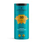 ATTITUDE Body Sunscreen Stick SPF 30, Broad Spectrum UVA and UVB, Plastic-Free Waterless, Plant and Mineral-Based Ingredients, Vegan Sun Care Pro