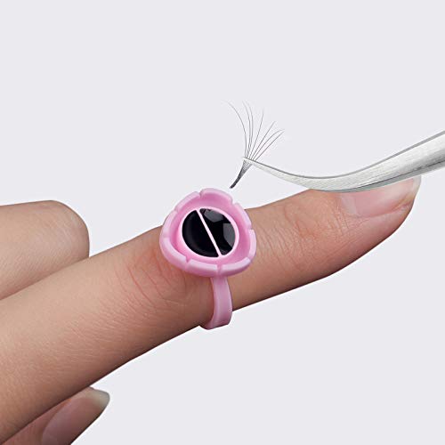 Fenshine 100 PCS Lash Glue Holder Glue Ring Cups Lash Extension Volume Lashes Quick Blossom Cups for Eyelash Extension Supply, 2 Methods of Use (