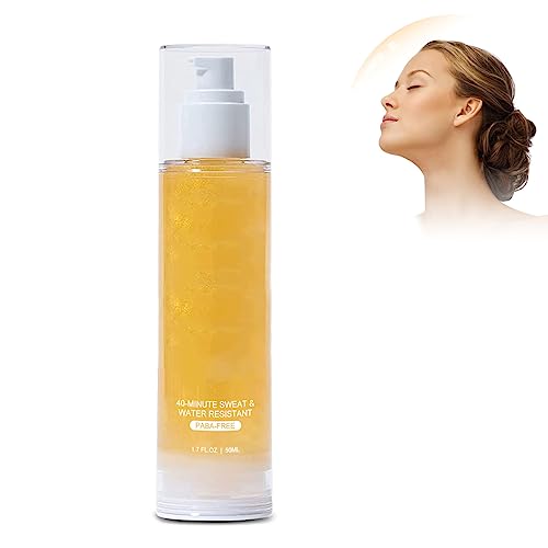 Sun Shield Body Glow SPF 50 - Protection Hydrating Sheer Sunscreen - Glitter Sunscreen Gold Shimmer Mica - Sweat and Water Resistant (1Bottle)