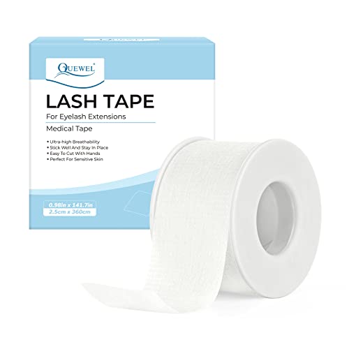 QUEWEL Lash Tape For Eyelash Extensions, Blue Eyelash Tape Microfoam Tape Eye Lint Free Tape Eyelash Breathable Tape Sensitive Skin Stick Well Ey
