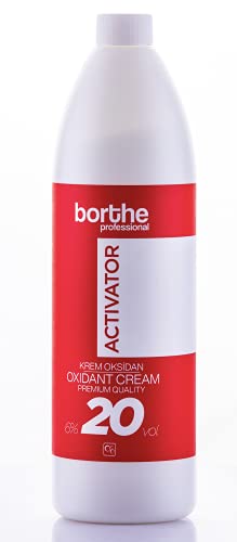 Borthe Professional Creme Hair Developer Activator Peroxide for Hair Colouring Long Lasting Colour and Grey Coverage 6% 20 Volume 1000ml