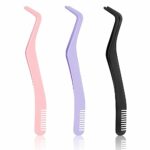 3pcs Eyelash Tweezers Set, Stainless Steel Eyelash Extension Tweezers with Comb False Lash Application Tool for Girls Women Beginners Makeup Arti