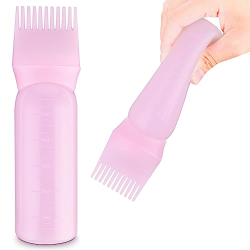 Root Comb Applicator Bottle 6 OZ Hair Oil Applicator Applicator Bottle for Hair Dye Bottle Applicator Brush with Graduated Scale, Profssional Bru