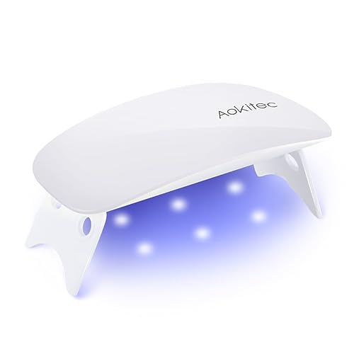 Aokitec 12W Mini Gel Nail Lamp,Portable LED Nail Lamp Mouse Shape Pocket Size UV Nail Dryer with USB for All Gel Nail Polishes,Nail Light with 2