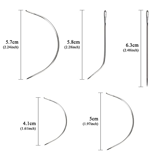 Beayuer Needle and Thread Set Professional Hair Extension Tools Hair Weave Needle 10 pcs with 3 pcs Black Brown Beige Threads for Making Wig Sewi