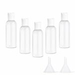 5pcs 100ml Clear Plastic Bottles Transparent Empty Bottles Refillable Bottles Travel Bottles Set for Travel or Cosmetic with 2pcs Small Funnels
