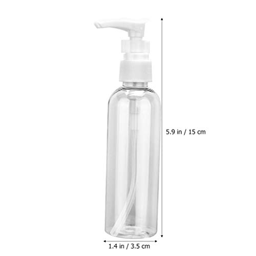 Cabilock 4pcs 100ml Empty Pump Dispenser Bottle Portable Spray Bottle Liquid Shampoo Container for Travel Flight Airport Holiday(Transparent Whit