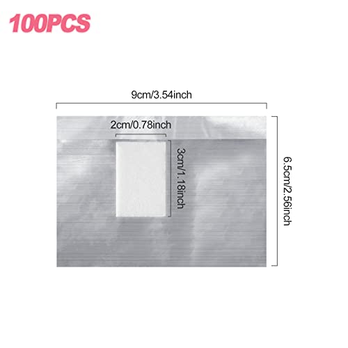 Qufiiry 100 Pcs Foil Nail Wraps, Nail Foils for Gel Nails, with Pre-attached Lint-Free Cotton Pads, Nail Foil Aluminium Wraps Remover for Fast &