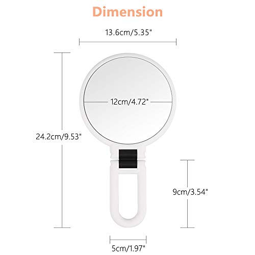 Makeup Mirror Double Sided 5X/1X Magnifying,Hand Held Mirror with Folding Handle,Compact Cosmetic Vanity Mirror for Girls,Ladies,Beauty,Handbag,T