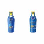 NIVEA SUN Kids Moisturising Sun Lotion SPF50+ (200 ml), Moisturising Suncream with SPF50+ & SUN Protect & Moisture Lotion SPF50+ (200ml), Moistur