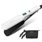 CkeyiN Hair Straighteners Wide Plates, Tourmaline Ceramics Professional 1.8 inch Flat Iron with LCD Display 12 Speed Temperature Control, Dual Vo