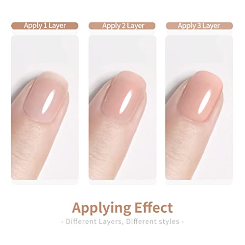 RARJSM Gel Nail Polish Milky Rose LED UV Gel Soak Off Clear Nude Light Pink French Manicure Transparent Jelly Nail Gel Polish Varnish Curing Requ