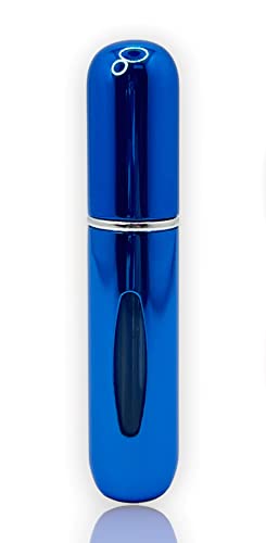Blue Gloss Refillable Perfume Atomizer – 5 Ml Mini Empty Refill Spray Bottle, Small Portable Pocket Perfume Dispenser, Must Haves Essentials for