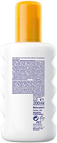 Nivea Sun Sensitive Instant Protection Sun Spray Anti-Sun Allergy SPF 50+ (200 ml), Nourishing Sun Spray for Sensitive Skin, Sun Lotion as a Prac