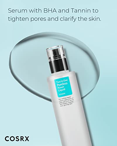 COSRX Two in One Poreless Power Liquid with BHA 3.38fl.oz | Facial Moisturiser to Tighten Pores and Exfoliate Skin for Smooth and Clear Skin | fo