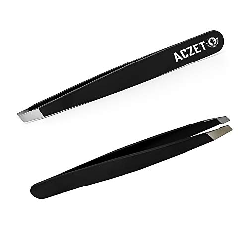 Eyebrow Tweezers, Professional Stainless Steel Precision Tweezers for Eyebrows Plucking, Ingrown Hair Remover (Black)