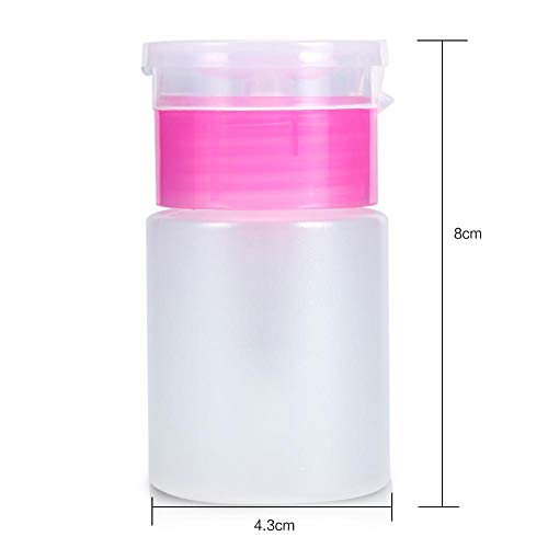 60 ML Pump Dispenser Bottle, Nail Polish Remover Cleanser Dispenser Nail Art Tool, 2 Colors Plastic Liquid Container with Flip Top Cap, Empty Tra