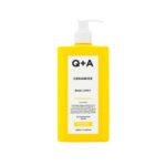 Q+A Ceramide Body Lotion, for Nourishing body care with Squalane, Pineapple Ceramides, and a barrier-protecting Sugar Complex, provides the deep
