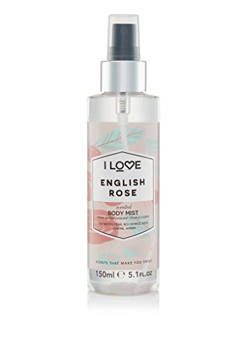 I Love English Rose Scented Body Mist, Formulated With Natural Fruit Extracts Which Offer a Burst of Fragrance, FastDrying Refreshment Throughout