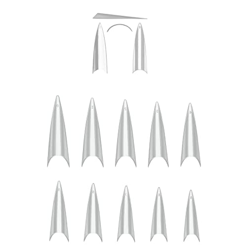 600 Pieces Extra Long XXL Stiletto Straight Pointed False Nail Tips Nail Extensions CLEAR Half Cover Acrylic False Nails Tips- Professional Salon