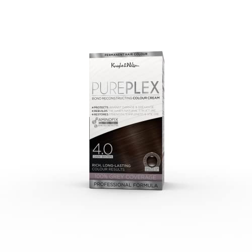 Knight & Wilson PurePlex Rich Golden Brown Permanent Hair Colour Dye. Protect, Restore and Nourish with Aminofix. 5.036 Golden Brown. 100% Grey C