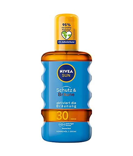 NIVEA SUN Protection & Tanning Sun Oil Spray SPF 30 (200 ml), Sun Cream with Pro-Melanin Extract for Even Tan, Instant Sun Protection with UVA/UV