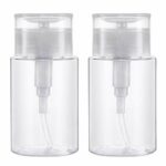 Nail Polish Remover Pump Dispenser, Push Down Cleanser Bottle for Make Up, 100ml Travel Liquid Bottle Container for Nail Art Tool Set, 2PCS