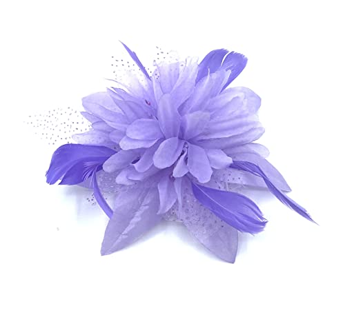 Feather Comb Fascinator for Women Wedding Ascot Races Christening Hair Piece (Royal Blue)