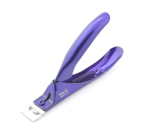 Beauty Plus Acrylic False Nail Clipper Stainless Steel Nail Tip Cutter Trimmer Fake Nail Clippers for Nail (Purple)