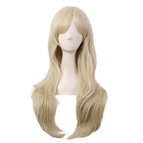 MapofBeauty 28" 70cm Long Curly Hair Ends Costume Cosplay Wig (Pink)