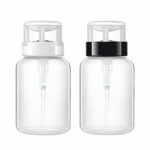 HEALLILY 2Pcs Nail Polish Remover Bottles Push Down Empty Lockable Pump Dispenser Bottle Plastic Press Bottle for Nail Polish Makeup Remover 200m