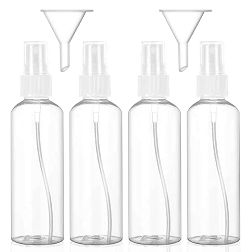 Hanyousheng Spray Bottle, Plastic Refillable Spray Bottle, 4 PCS 100ml/3.38oz Atomiser Spray Bottle, Transparent Fine Mist Spray Bottle, Spray Bo