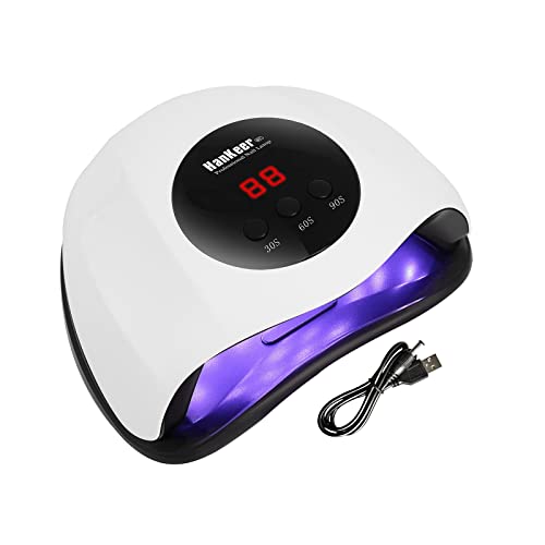 Hankeer 48W LED UV Nail Lamp with USB Interface line,24 Lights Gel Polish Nail Curing Lamp Light ,Suitable for Beginners and Home Salon (8T-USB)