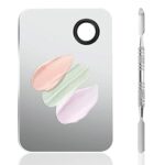 Make up Mixing Palette with Spatula, Mabor 2 in 1 Set Foundation Mixing Palette,Stainless Steel Foundation Palette for Professional Make up Artis