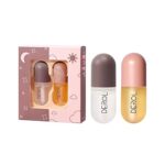 Lip Plumper Set Natural Makeup Plumping Lip Gloss Lip Care Serum Kit Lip Plumper Lip Enhancer For Fuller Hydrated Beauty Lips 2 Pcs (Pink)