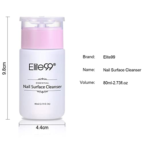 Elite99 Nail Soak Off Surface Gel UV Top Coat Cleanser Bottle, Nail Surface Cleanse 80mL (2.7 fl oz)