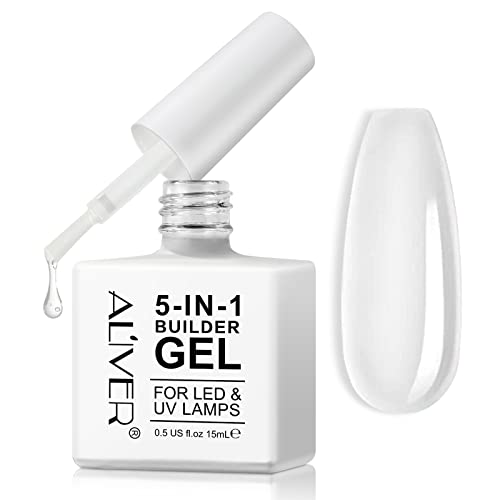 Builder Gel, 5 in 1 Nail Builder Gel, Builder Gel and Base Gel Strengthener Gel Clear Builder Gel Color in a Bottle 15ml, For Nail Art Decoration