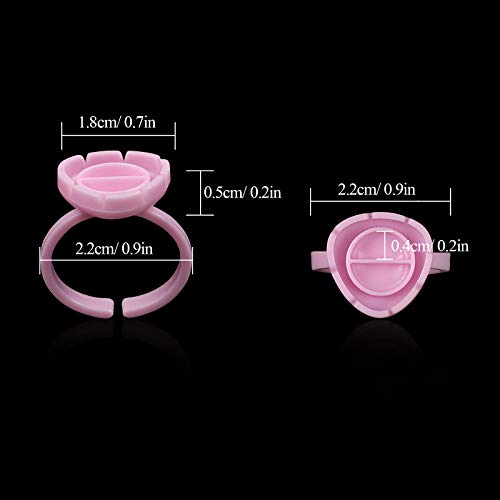 Fenshine 100 PCS Lash Glue Holder Glue Ring Cups Lash Extension Volume Lashes Quick Blossom Cups for Eyelash Extension Supply, 2 Methods of Use (