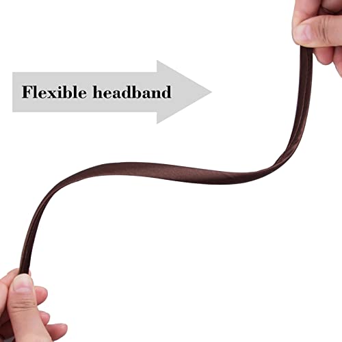 SIQUK 18 Pieces Satin Headbands Colourful Non-slip Headband 0.39 Inch DIY Satin Covered Headband for Women and Girls, 18 Colours