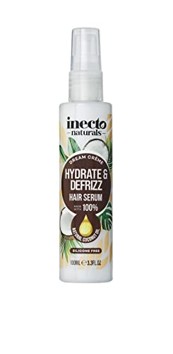 Inecto Naturals Hydrate & Defrizz Coconut Dream Crème Hair Serum 100ml, Anti Frizz, Preservers Moisture for Visibly Smooth Hydrated, 100% Natural