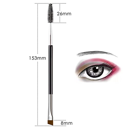 Eyebrow Brush, KINGMAS Professional Double-Ended Angled Eye Brow Brush and Spoolie Brush (Black)