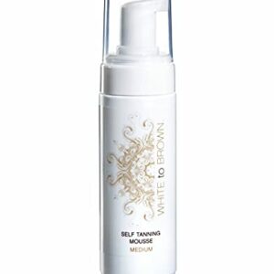 WHITE to BROWN Self Tanning Mousse made with Natural Ingredients. Fast Drying, Easy application for a Long-Lasting, Natural-Looking, Streak-Free