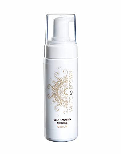 WHITE to BROWN Self Tanning Mousse made with Natural Ingredients. Fast Drying, Easy application for a Long-Lasting, Natural-Looking, Streak-Free