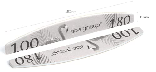 Aba Group 10-Pack Professional Nail Files Flaming Half Moon. Crescent 100/180 Standard, Disposable, Individually Packed, Safety Pack, File Set, M